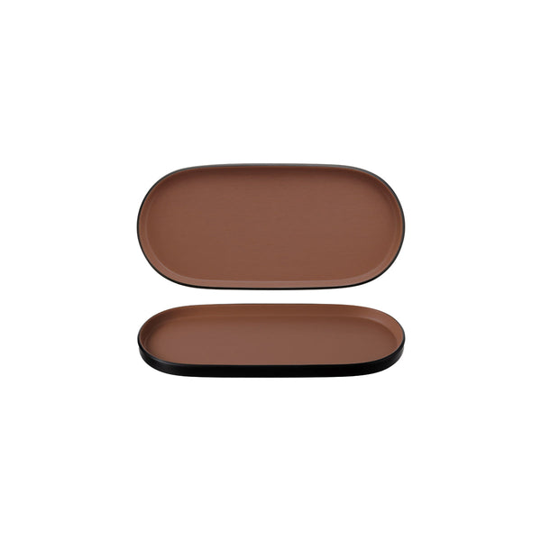 72.828313.BN COU COU Melamine Dual Colour Brown & Black Oblong Platter 290x130mm Globe Importers Adelaide Hospitality Supplies