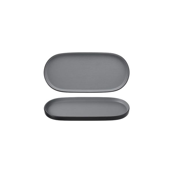 72.828313.G COU COU Melamine Dual Colour Grey & Black Oblong Platter 290x130mm Globe Importers Adelaide Hospitality Supplies