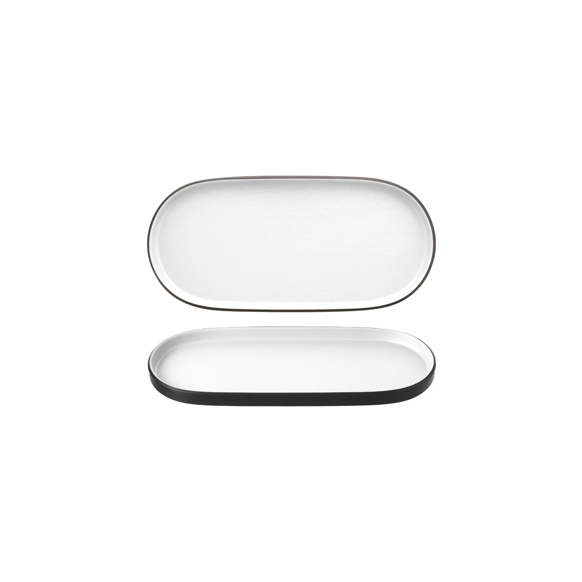 72.828313.W COU COU Melamine Dual Colour White & Black Oblong Platter 290x130mm Globe Importers Adelaide Hospitality Supplies