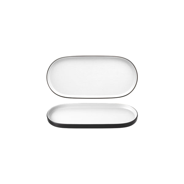 72.828313.W COU COU Melamine Dual Colour White & Black Oblong Platter 290x130mm Globe Importers Adelaide Hospitality Supplies