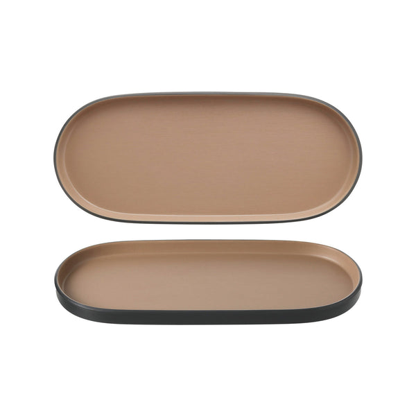 72.828314.BE COU COU Melamine Dual Colour Beige & Black Oblong Platter 460x150mm Globe Importers Adelaide Hospitality Supplies