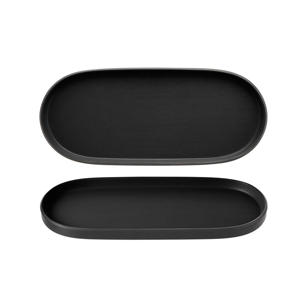 72.828314.BK COU COU Melamine Dual Colour Black & Black Oblong Platter 460x150mm Globe Importers Adelaide Hospitality Supplies
