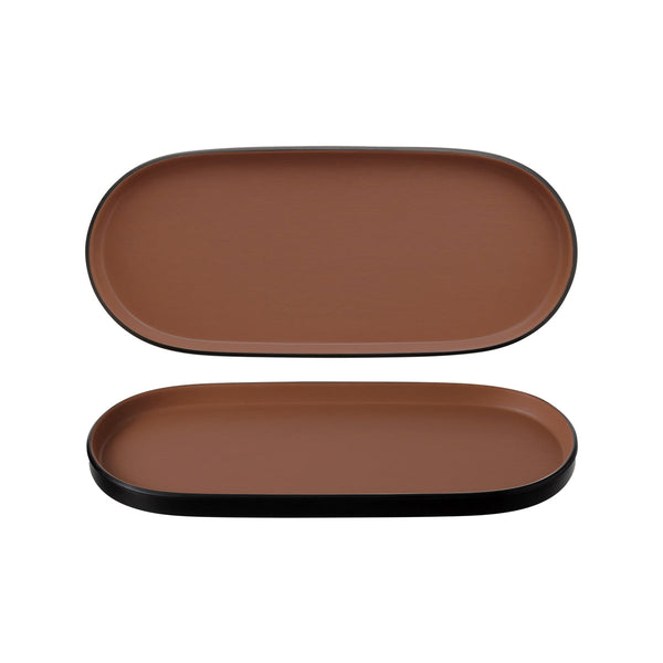 72.828314.BN COU COU Melamine Dual Colour Brown & Black Oblong Platter 460x150mm Globe Importers Adelaide Hospitality Supplies