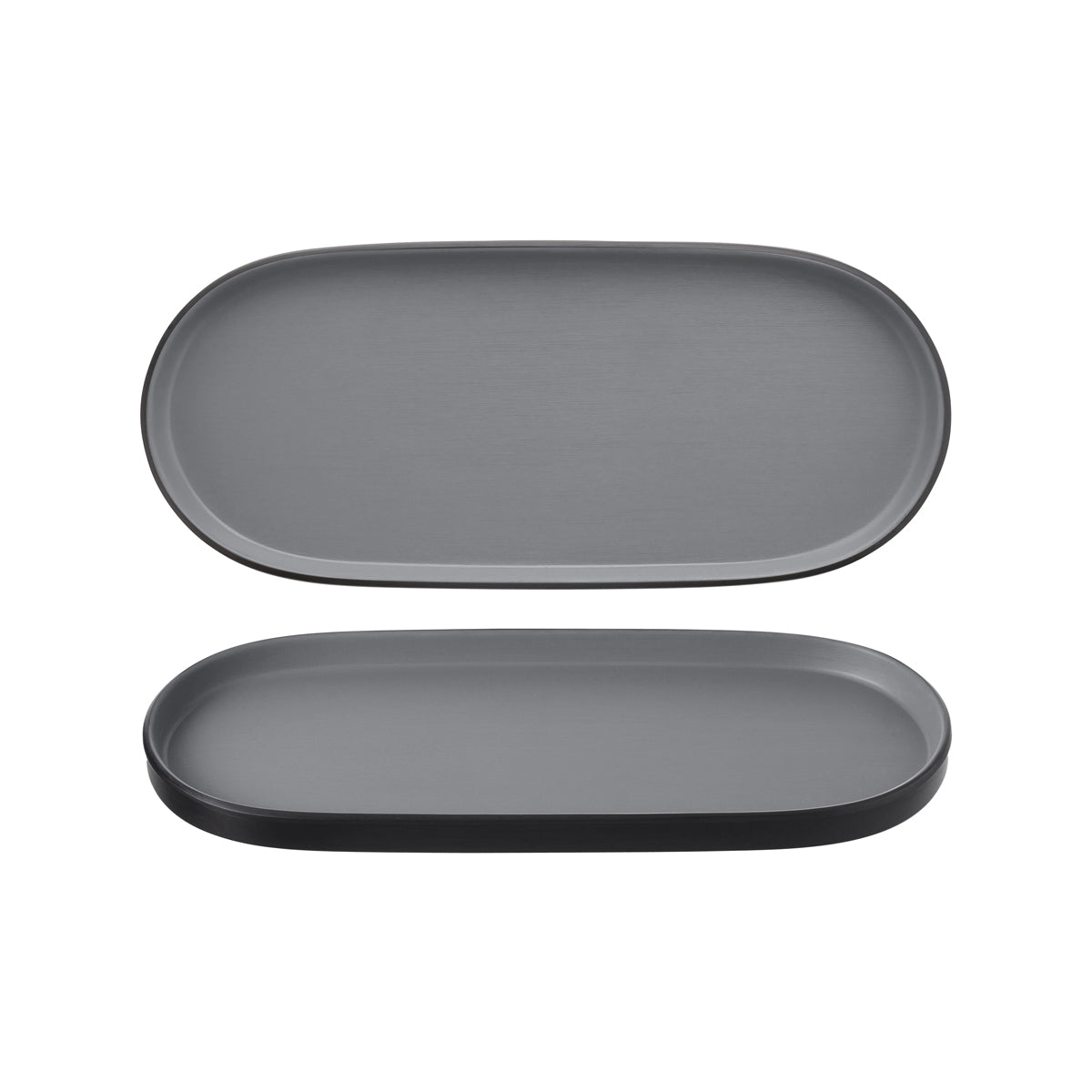 72.828314.G COU COU Melamine Dual Colour Grey & Black Oblong Platter 460x150mm Globe Importers Adelaide Hospitality Supplies