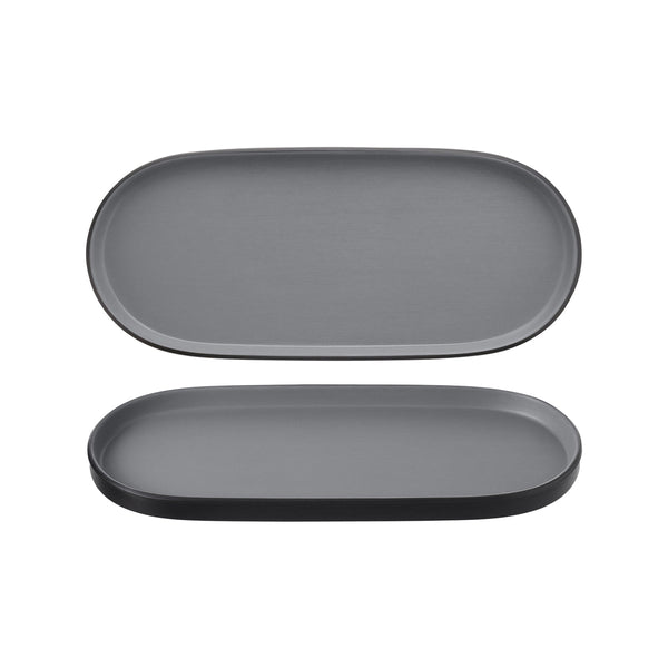 72.828314.G COU COU Melamine Dual Colour Grey & Black Oblong Platter 460x150mm Globe Importers Adelaide Hospitality Supplies
