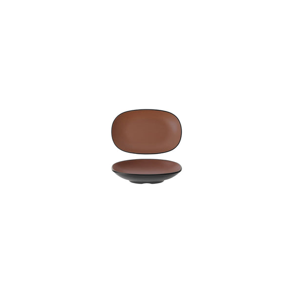 72.828321.BN COU COU Melamine Dual Colour Brown & Black Oblong Plate 130x85mm Globe Importers Adelaide Hospitality Supplies