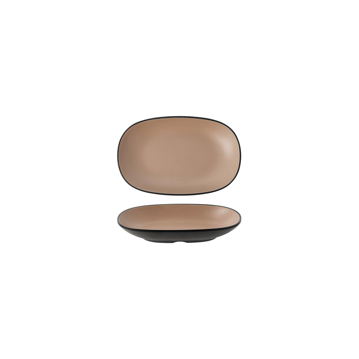 72.828322.BE COU COU Melamine Dual Colour Beige & Black Oblong Plate 180x110mm Globe Importers Adelaide Hospitality Supplies