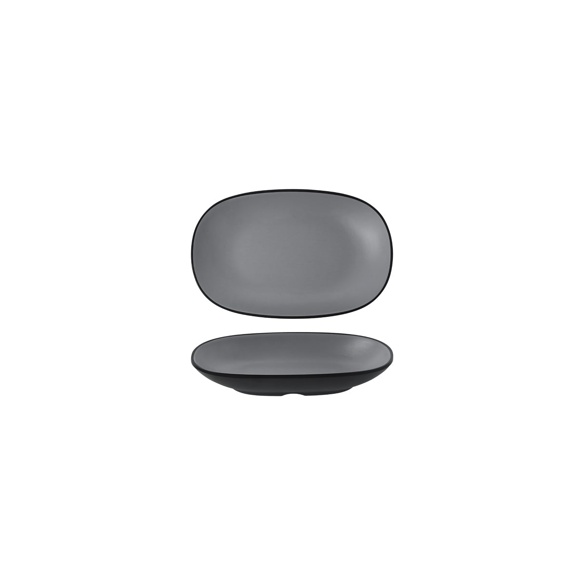 72.828322.G COU COU Melamine Dual Colour Grey & Black Oblong Plate 180x110mm Globe Importers Adelaide Hospitality Supplies