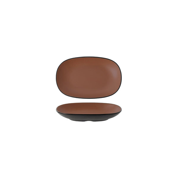 72.828323.BN COU COU Melamine Dual Colour Brown & Black Oblong Plate 195x126mm Globe Importers Adelaide Hospitality Supplies