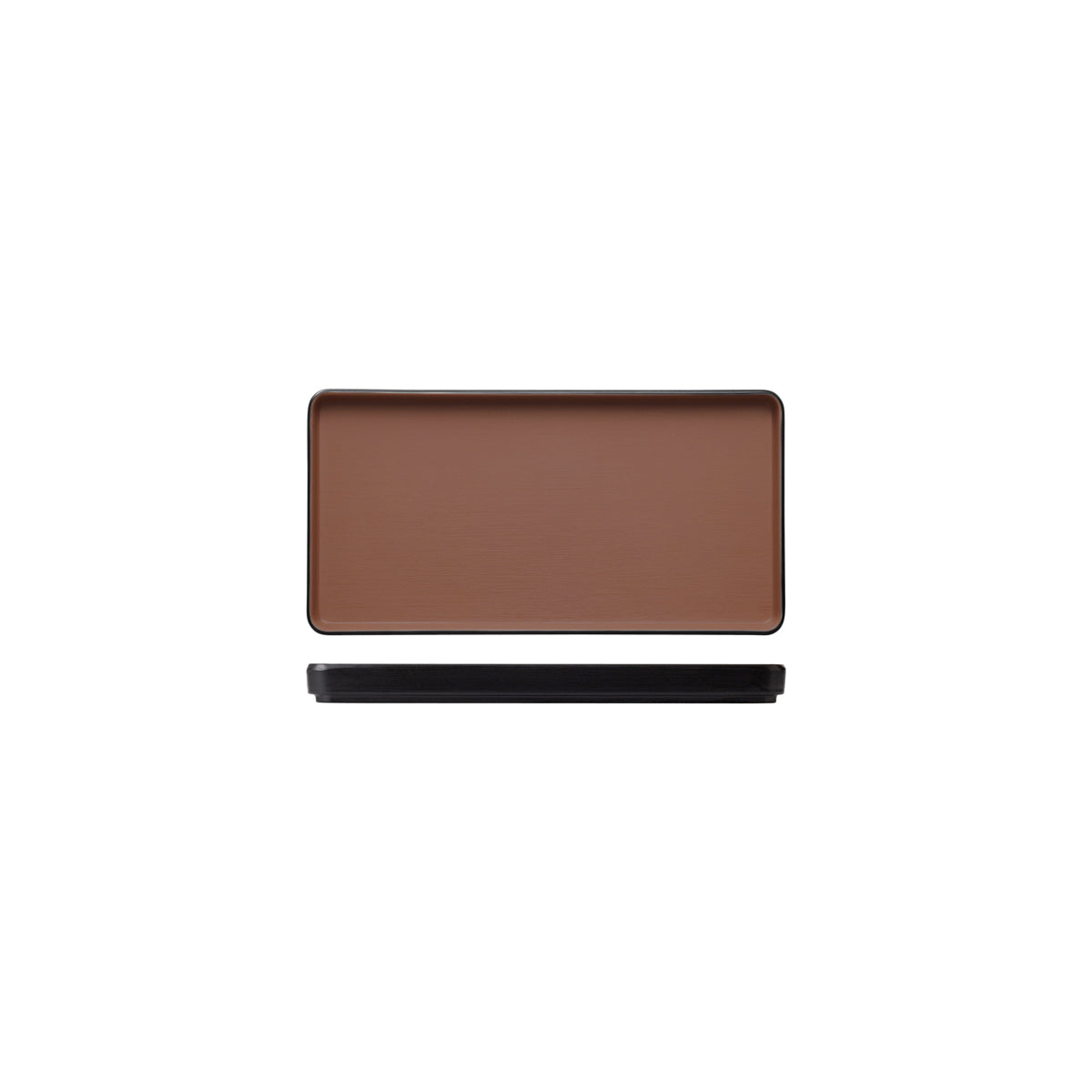 72.828331.BN COU COU Melamine Dual Colour Brown & Black Rectangular Platter 250x120mm Globe Importers Adelaide Hospitality Supplies