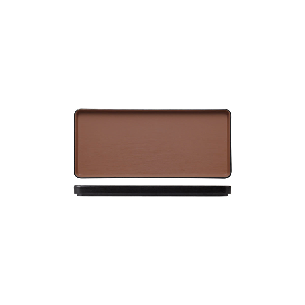 72.828332.BN COU COU Melamine Dual Colour Brown & Black Rectangular Platter 290x130mm Globe Importers Adelaide Hospitality Supplies