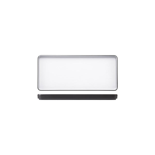 72.828332.W COU COU Melamine Dual Colour White & Black Rectangular Platter 290x130mm Globe Importers Adelaide Hospitality Supplies