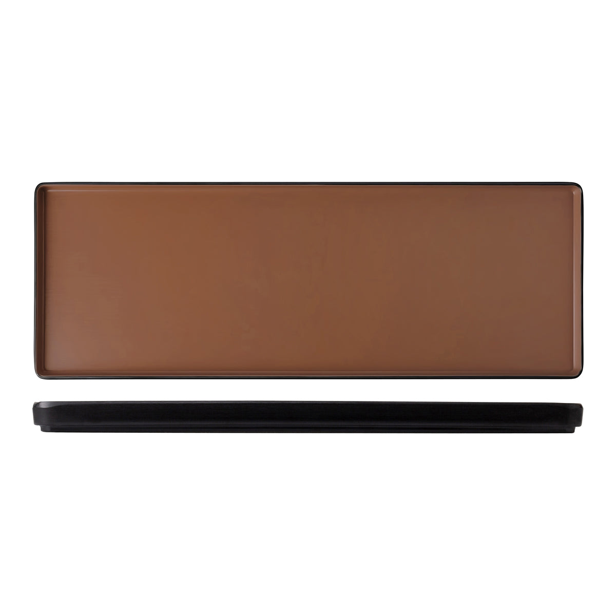 72.828334.BN COU COU Melamine Dual Colour Brown & Black Rectangular Platter 500x180mm Globe Importers Adelaide Hospitality Supplies