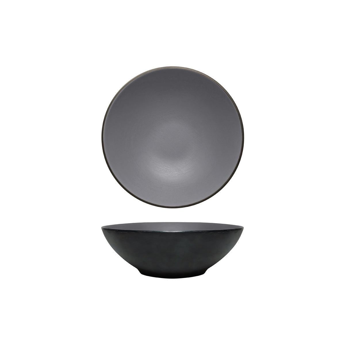 72.828424.G COU COU Melamine Dual Colour Grey & Black Round Bowl 240mm/1.7lt Globe Importers Adelaide Hospitality Supplies