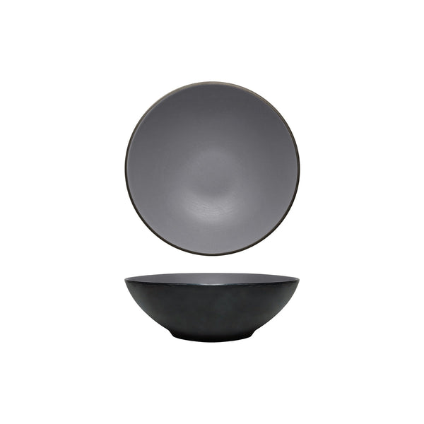 72.828424.G COU COU Melamine Dual Colour Grey & Black Round Bowl 240mm/1.7lt Globe Importers Adelaide Hospitality Supplies