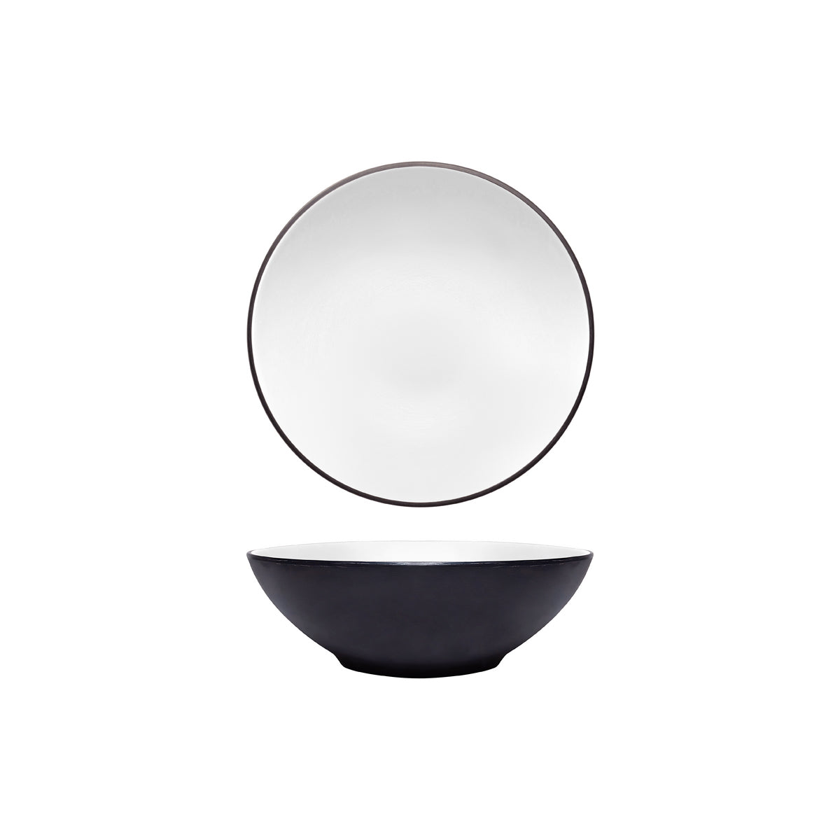 72.828424.W COU COU Melamine Dual Colour White & Black Round Bowl 240mm/1.7lt Globe Importers Adelaide Hospitality Supplies