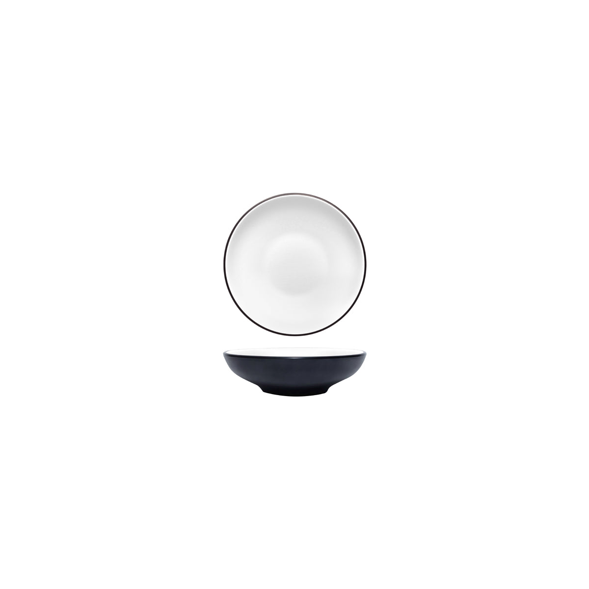 72.828431.W COU COU Melamine Dual Colour White & Black Round Bowl 123mm/220ml Globe Importers Adelaide Hospitality Supplies