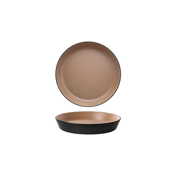 72.828461.BE COU COU Melamine Dual Colour Beige & Black Round Flat Bowl 190mm/500ml Globe Importers Adelaide Hospitality Supplies