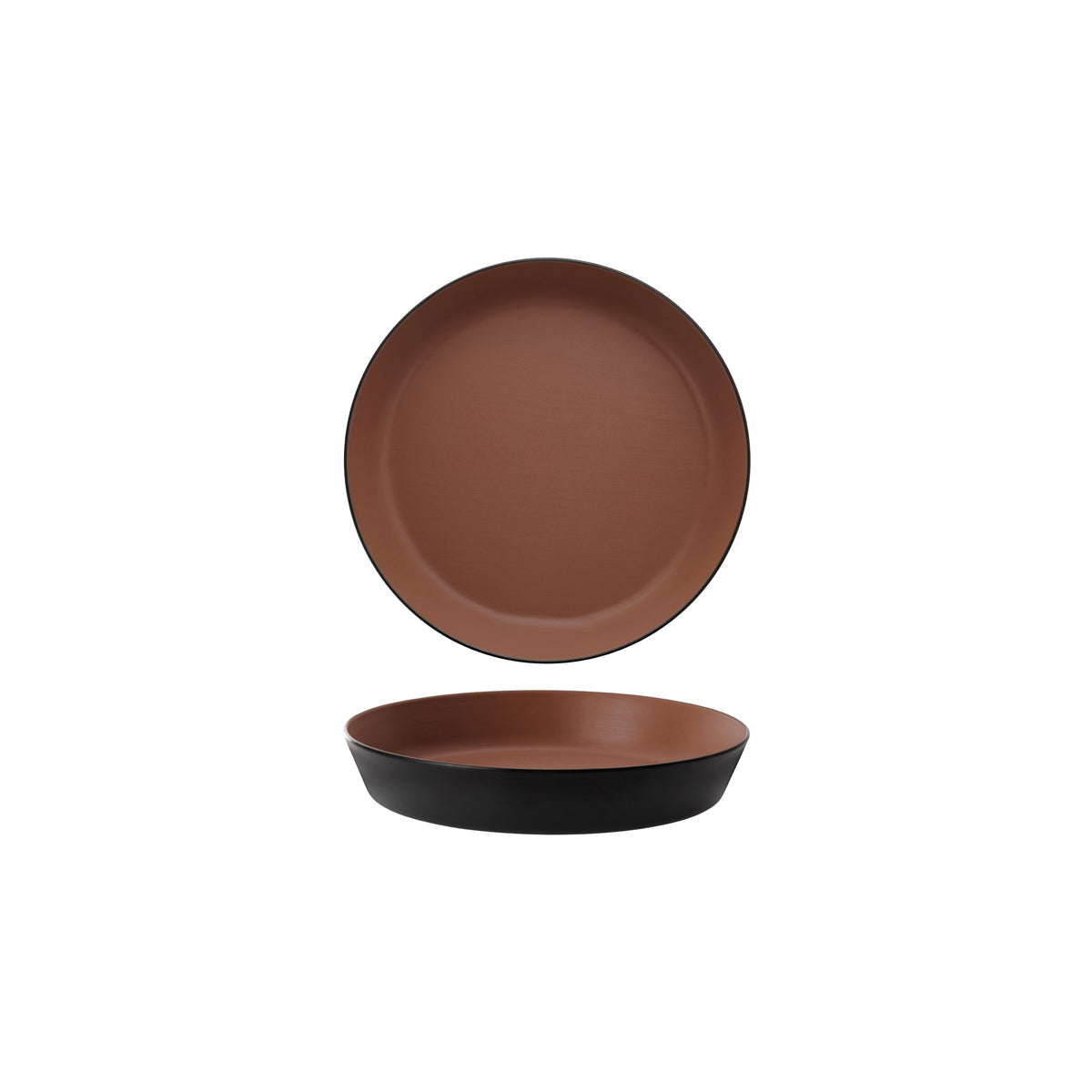 72.828461.BN COU COU Melamine Dual Colour Brown & Black Round Flat Bowl 190mm/500ml Globe Importers Adelaide Hospitality Supplies