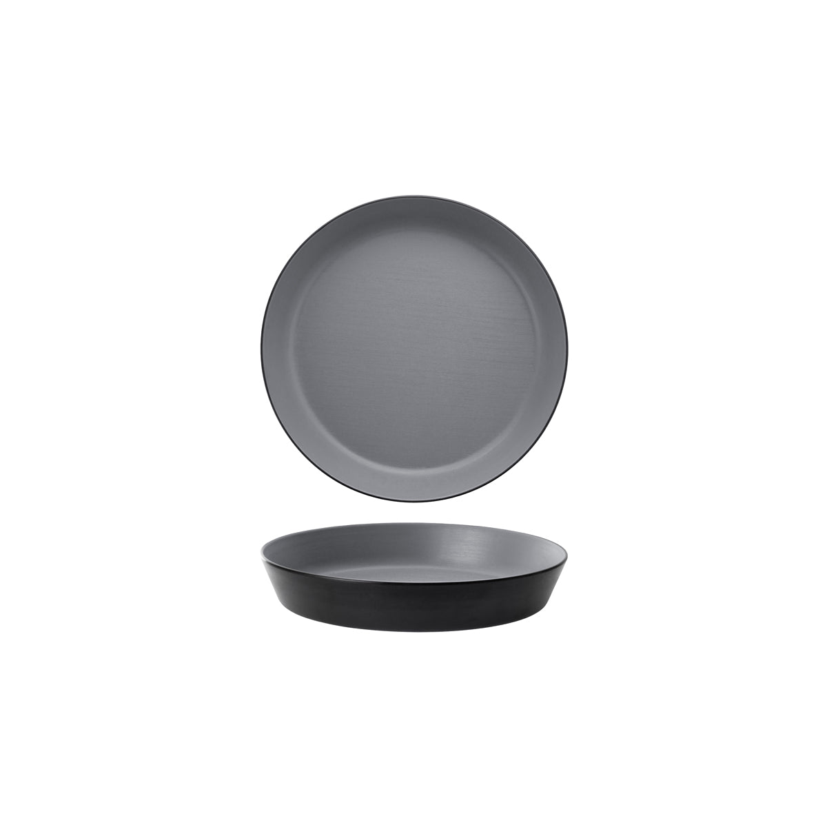 72.828461.G COU COU Melamine Dual Colour Grey & Black Round Flat Bowl 190mm/500ml Globe Importers Adelaide Hospitality Supplies