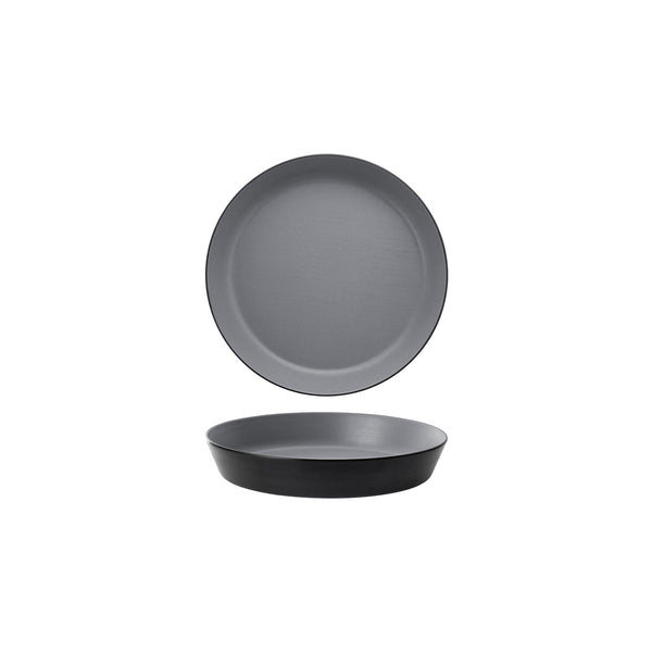 72.828461.G COU COU Melamine Dual Colour Grey & Black Round Flat Bowl 190mm/500ml Globe Importers Adelaide Hospitality Supplies