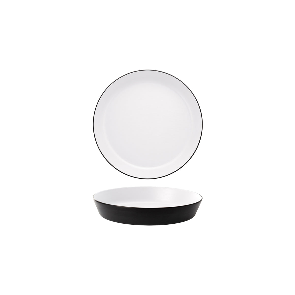 72.828461.W COU COU Melamine Dual Colour White & Black Round Flat Bowl 190mm/500ml Globe Importers Adelaide Hospitality Supplies