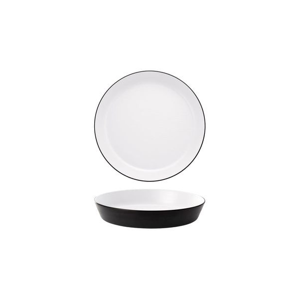 72.828461.W COU COU Melamine Dual Colour White & Black Round Flat Bowl 190mm/500ml Globe Importers Adelaide Hospitality Supplies