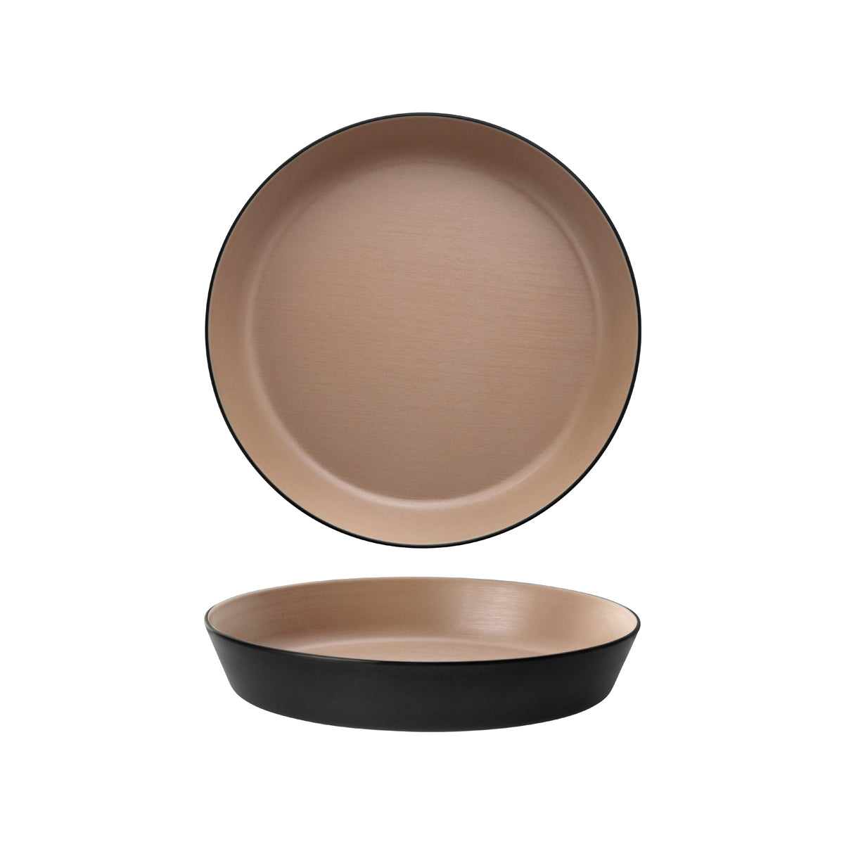 72.828464.BE COU COU Melamine Dual Colour Beige & Black Round Flat Bowl 290mm/2.0lt Globe Importers Adelaide Hospitality Supplies