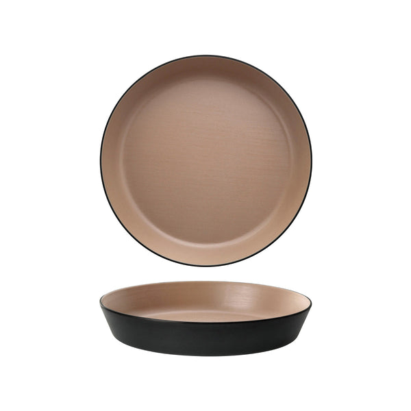 72.828464.BE COU COU Melamine Dual Colour Beige & Black Round Flat Bowl 290mm/2.0lt Globe Importers Adelaide Hospitality Supplies