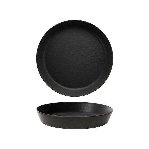 72.828464.BK COU COU Melamine Dual Colour Black & Black Round Flat Bowl 290mm/2.0lt Globe Importers Adelaide Hospitality Supplies