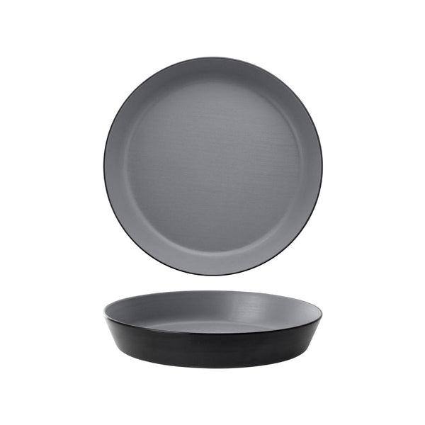 72.828464.G COU COU Melamine Dual Colour Grey & Black Round Flat Bowl 290mm/2.0lt Globe Importers Adelaide Hospitality Supplies
