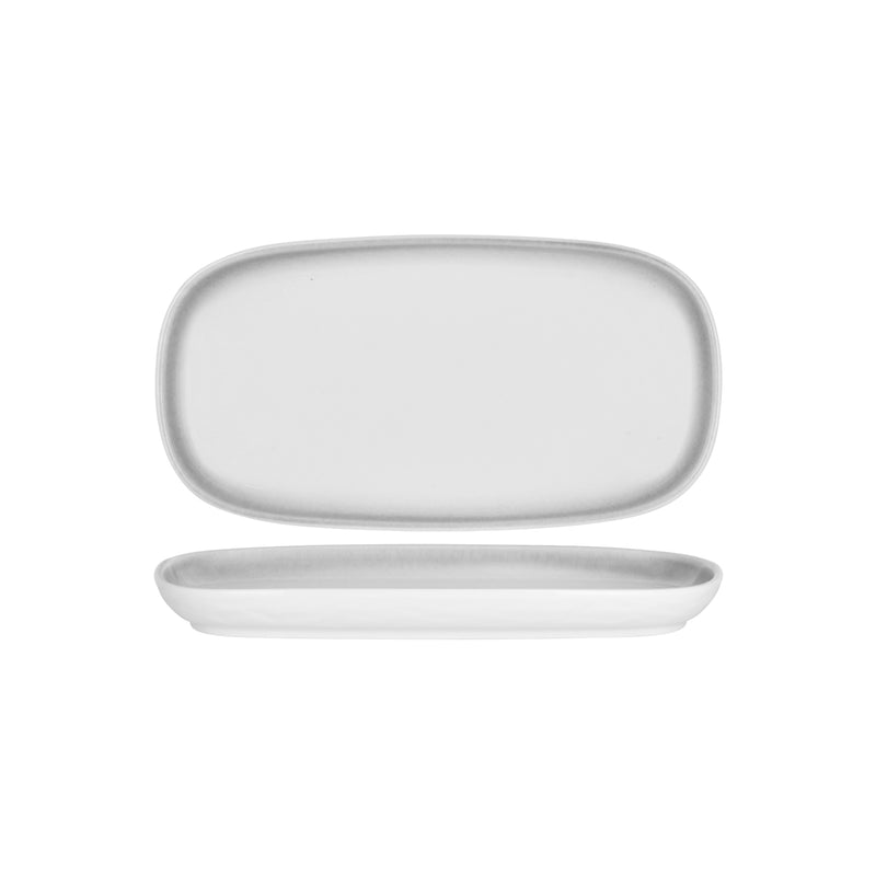 903014 Tablekraft Bistro Frosted Steel Rectangular Coupe Platter 350x186x20mm Globe Importers Adelaide Hospitality Supplies