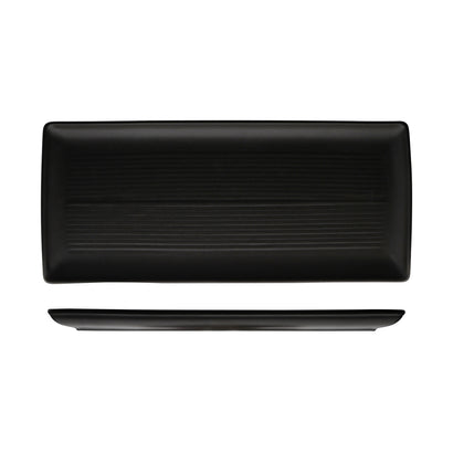 Zuma Charcoal Rectangular Ribbed Platter 365x130mm (12/ctn)