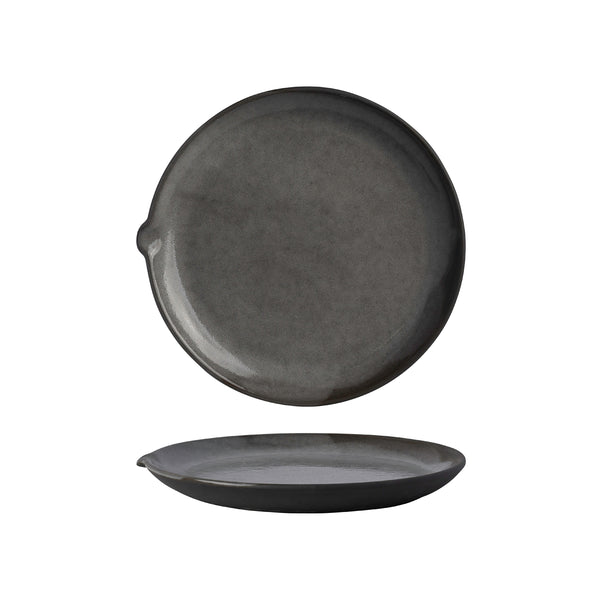 POTTR Gembrook Grey Round Plate with Spout 263x255mm