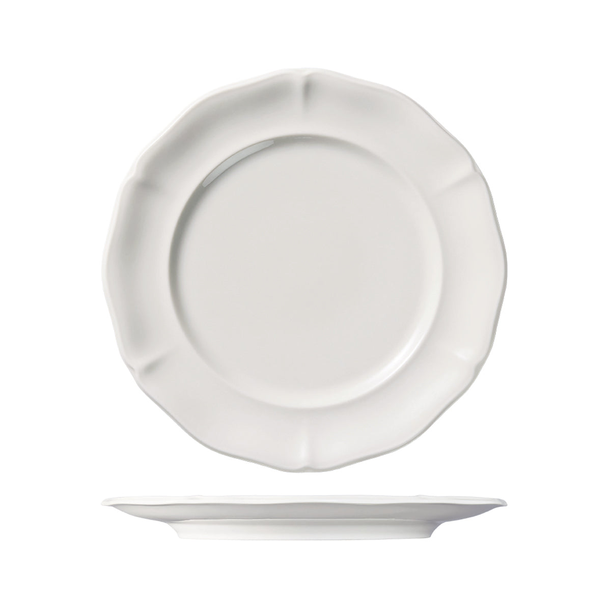  94314 Luzerne Astoria White Round Scalloped Wide Rim Plate 270mm Globe Importers Adelaide Hopsitality Supplies