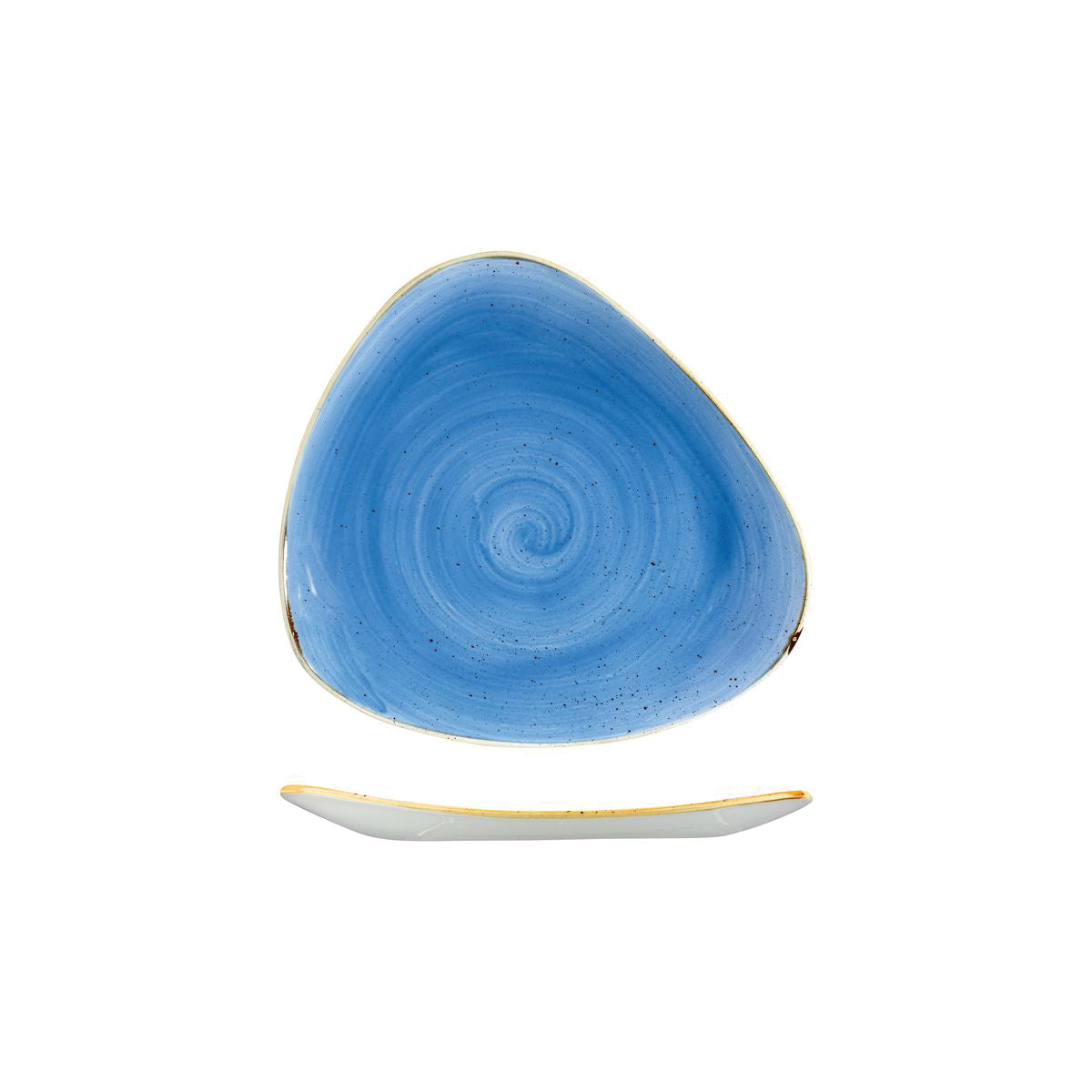 72.9975319.B Churchill Stonecast Cornflower Blue Triangular Plate 192x192mm Globe Importers Adelaide Hospitality Supplies