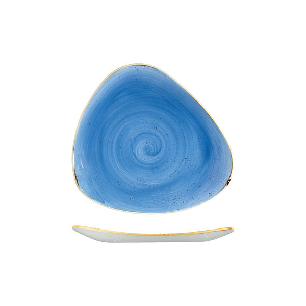 72.9975323.B Churchill Stonecast Cornflower Blue Triangular Plate 229x229mm Globe Importers Adelaide Hospitality Supplies