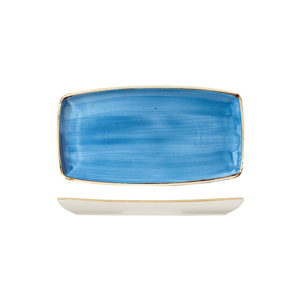 72.9975529.B Churchill Stonecast Cornflower Blue Oblong Plate 295x150mm Globe Importers Adelaide Hospitality Supplies