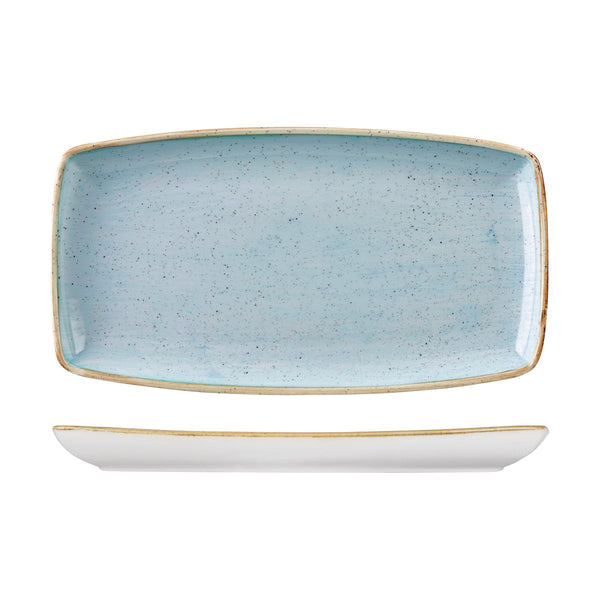 72.9975535.D Churchill Stonecast Duck Egg Oblong Plate 350x185mm Globe Importers Adelaide Hospitality Supplies