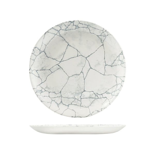 72.9976126.GK Churchill Studio Prints Kintsugi Pearl Grey Round Coupe Plate 260mm Globe Importers Adelaide Hospitality Supplies