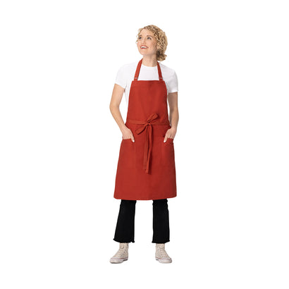Chef Works Repreve Lockharte Bib Apron with 2 Pockets Rust
