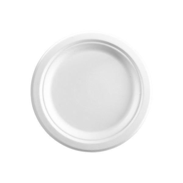 BP.B-PL-09-PF BioPak BioCane Round Plate Plant Fibre White 230mm / 9" Globe Importers Adelaide Hospitality Supplies