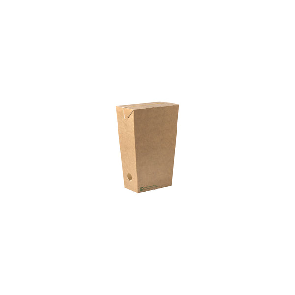 BP.BB-CHIP-L BioPak BioBoard Enclosed Chip Box Printed Kraft Look Large 100x55x150mm Globe Importers Adelaide Hospitality Supplies