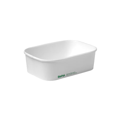 BioPak FSC™ BioBoard Rectangle Takeaway Container White 650ml (300/ctn)