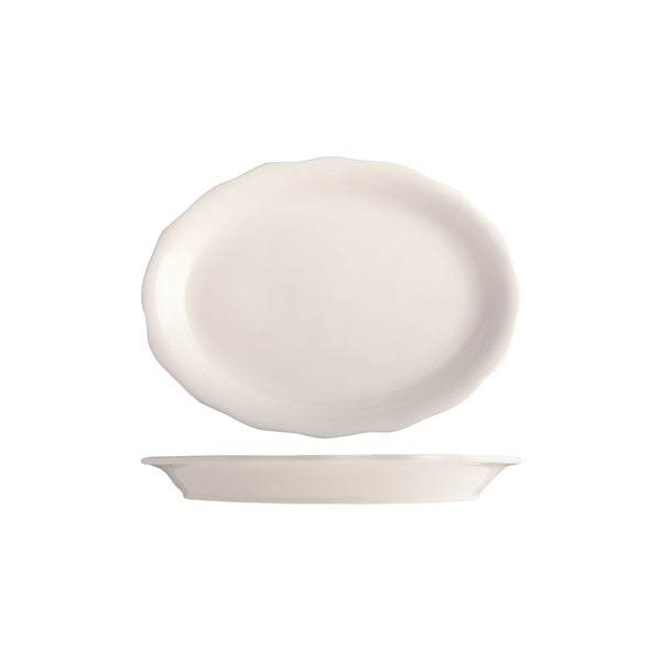 Oval Scalloped Wide Rim Plate 243x181mm