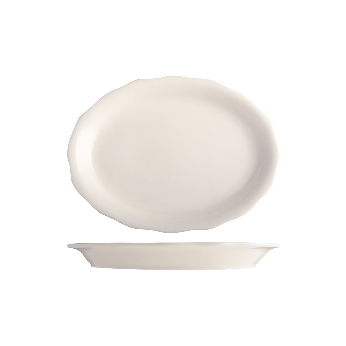 Oval Scalloped Wide Rim Plate 292x222mm