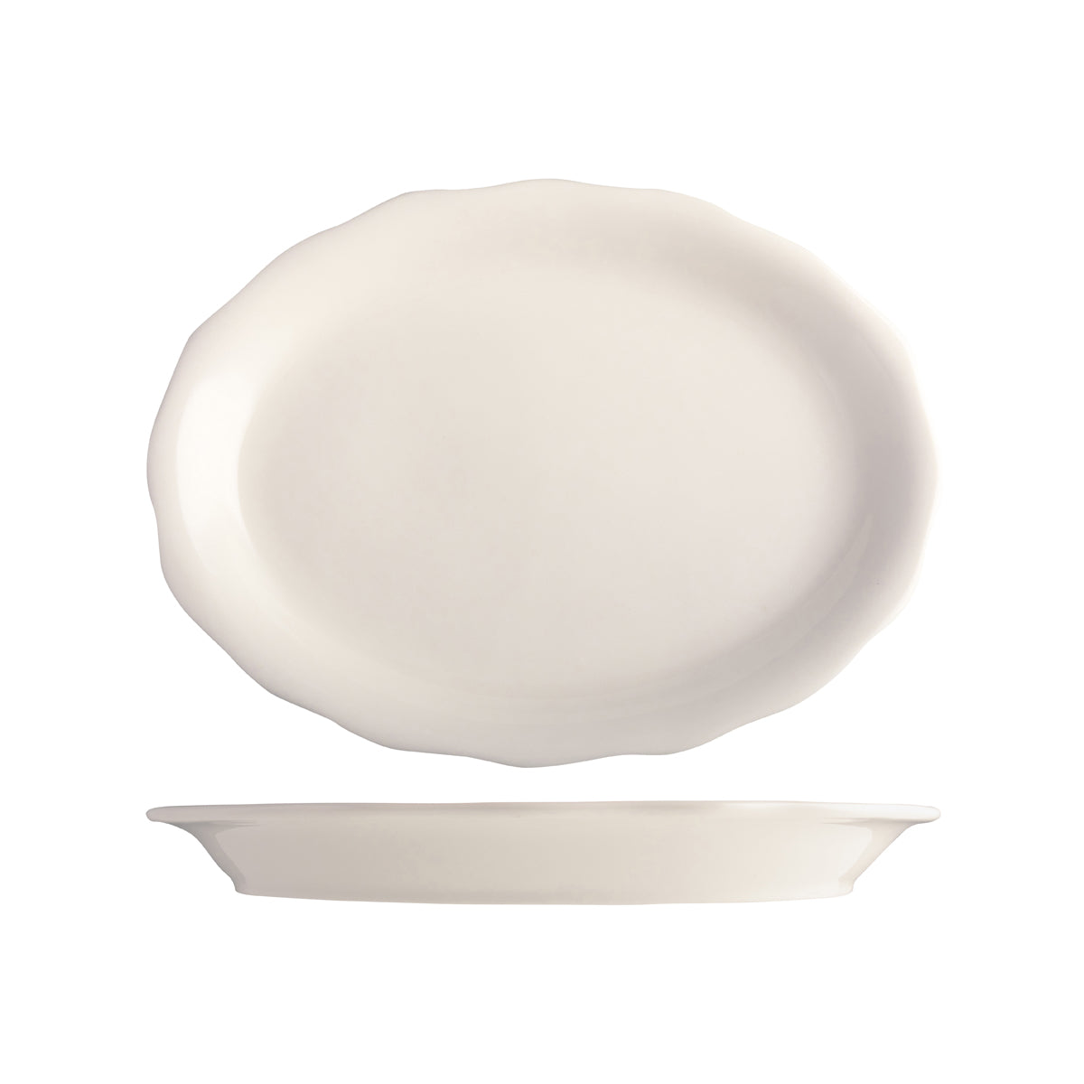 Oval Scalloped Wide Rim Plate 317x238mm