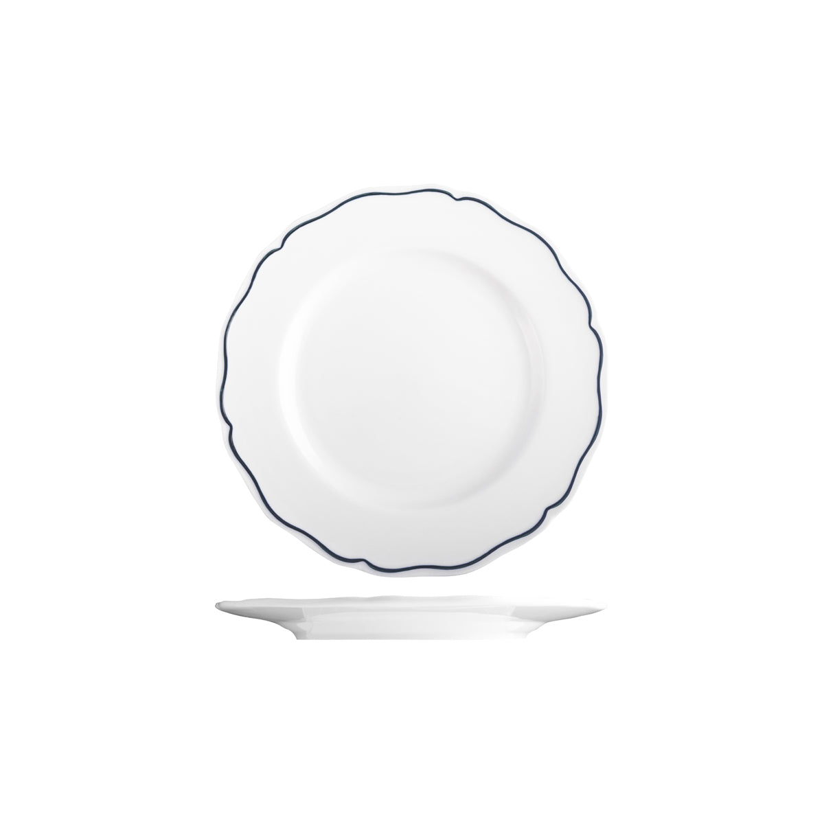 Tuxton Charleston Round Wide Rim Plate 192mm with Blue Rim