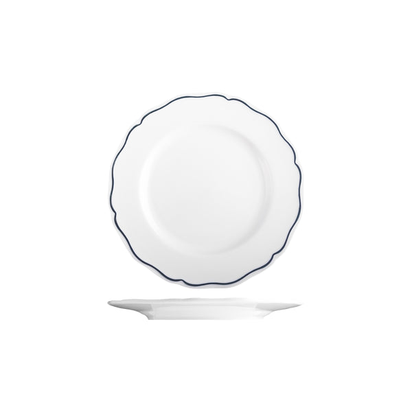 Tuxton Charleston Round Wide Rim Plate 192mm with Blue Rim