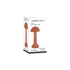 1000121 Tablekraft Ambience Thea Cordless LED Table Lamp Brushed Copper 90x210mm Globe Importers Adelaide Hospitality Supplies